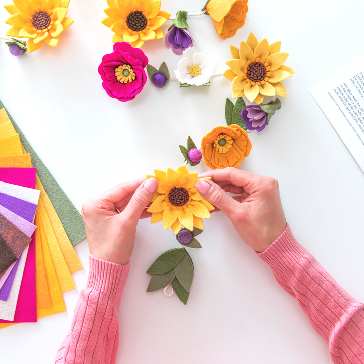 Sunshine Flower Garland felt flower craft kit The Handmade Florist