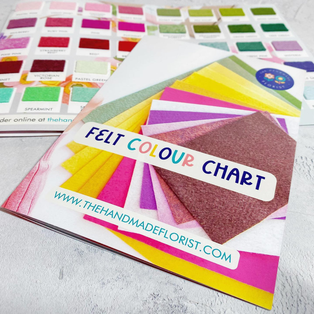 Woolfelt colour chart: wool-blend felt colour card from The Handmade Florist