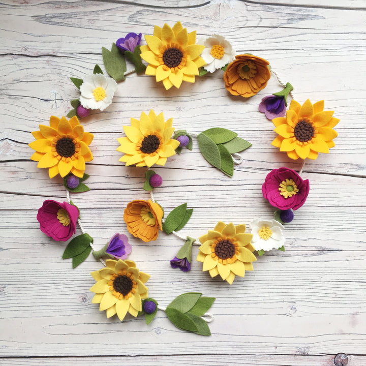 Sunshine Flower Garland felt flowers by The Handmade Florist