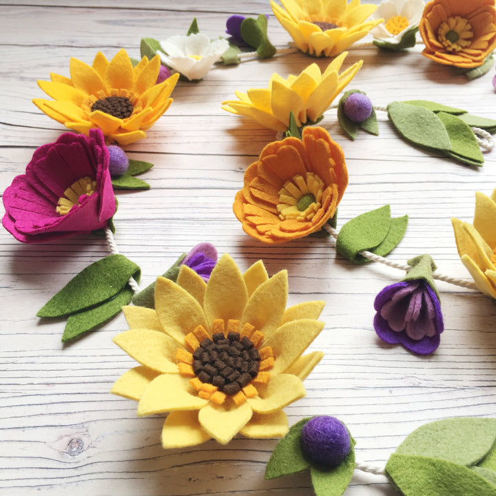 Sunshine Flower Garland felt flowers by The Handmade Florist