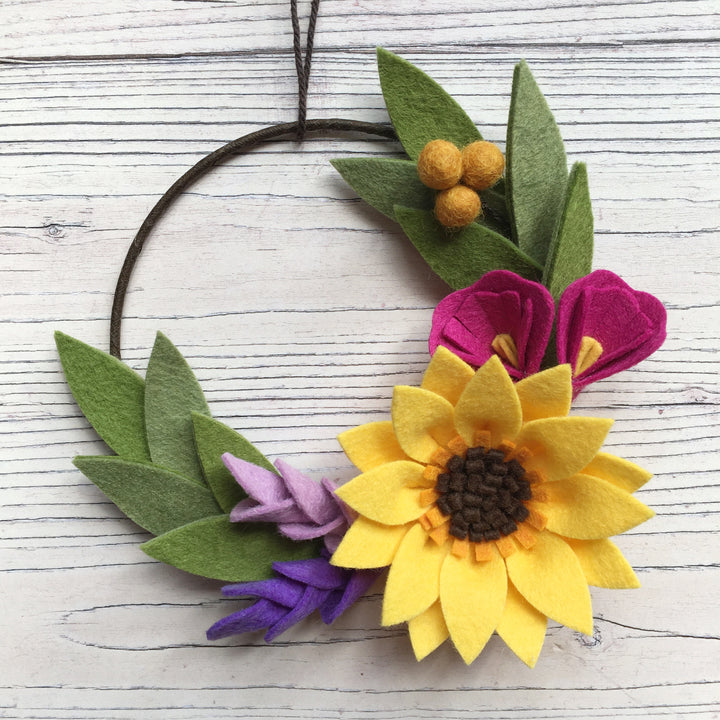 Sunshine Mini Wreath felt flower wreath by The Handmade Florist