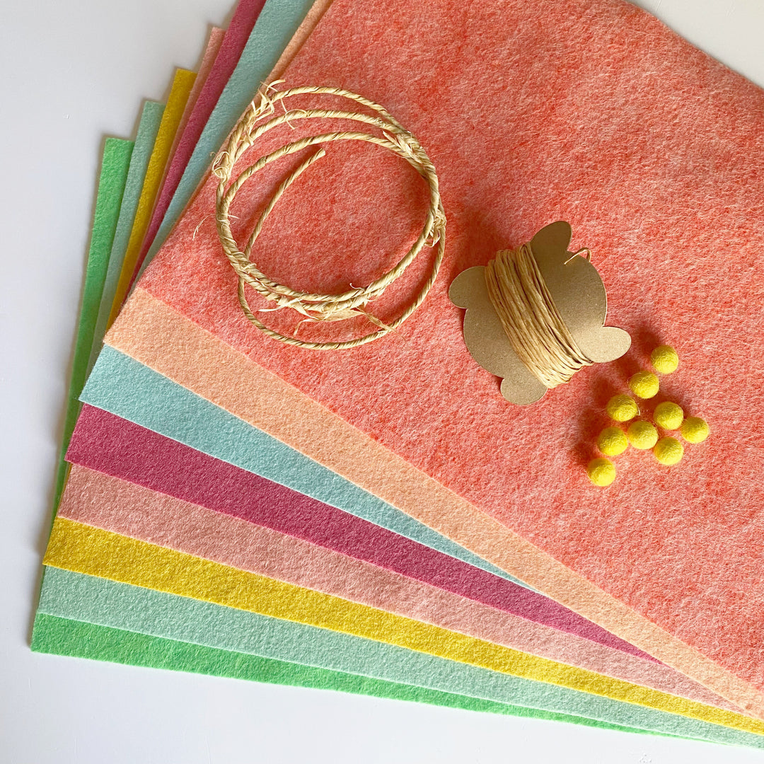 The Handmade Florist felt flower Makealong wool blend felt spring garland bundle