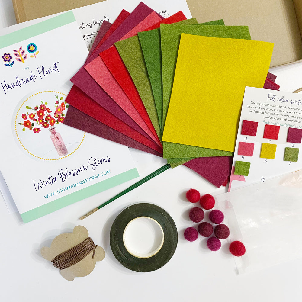 Winter Blossom Stems felt flower craft kit from The Handmade Florist