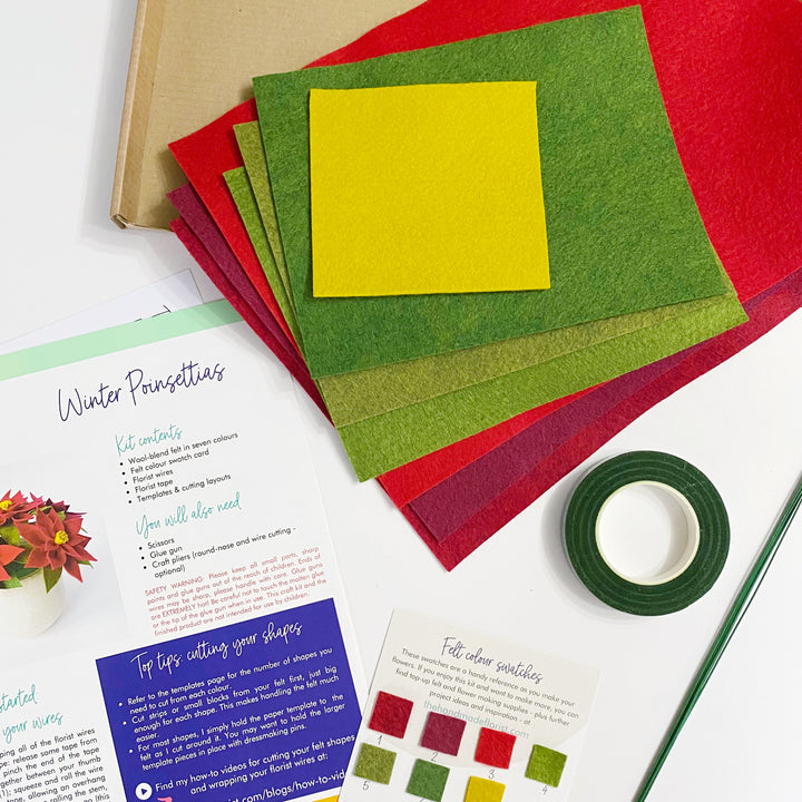 Winter Poinsettias felt flower craft kit by The Handmade Florist