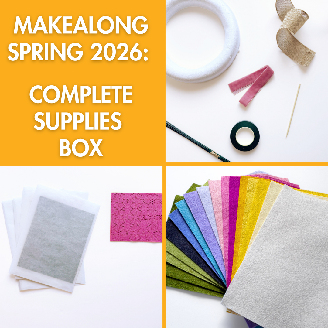 Promotional image for spring 2026 complete supplies bundles with various craft materials on a white background.