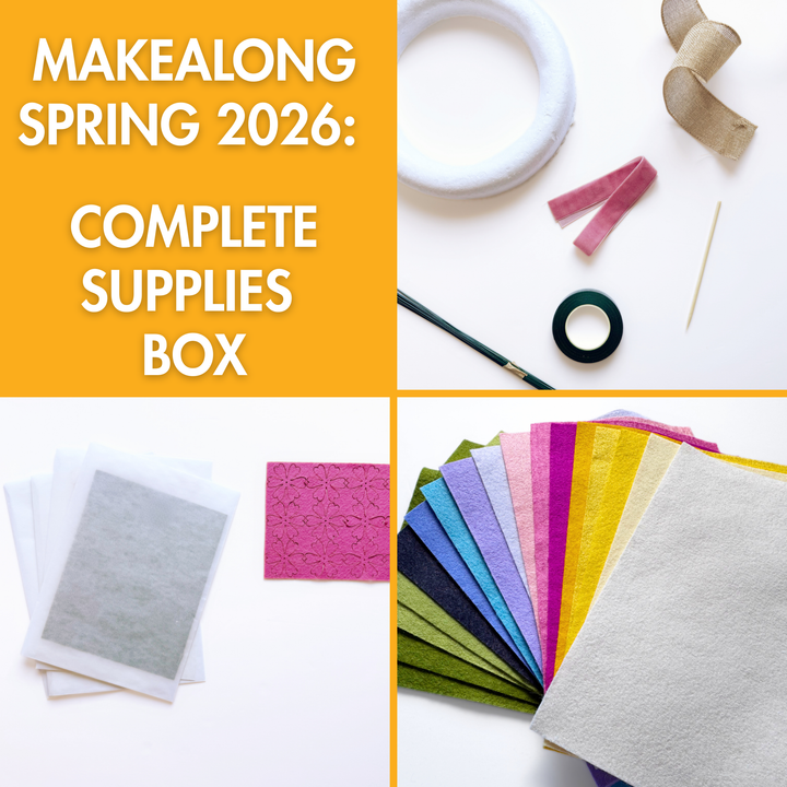 Promotional image for spring 2026 complete supplies bundles with various craft materials on a white background.