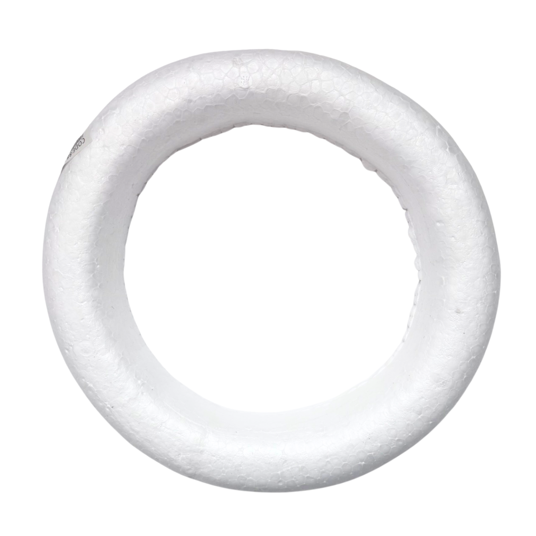 White circular wreath hoop on a white background
