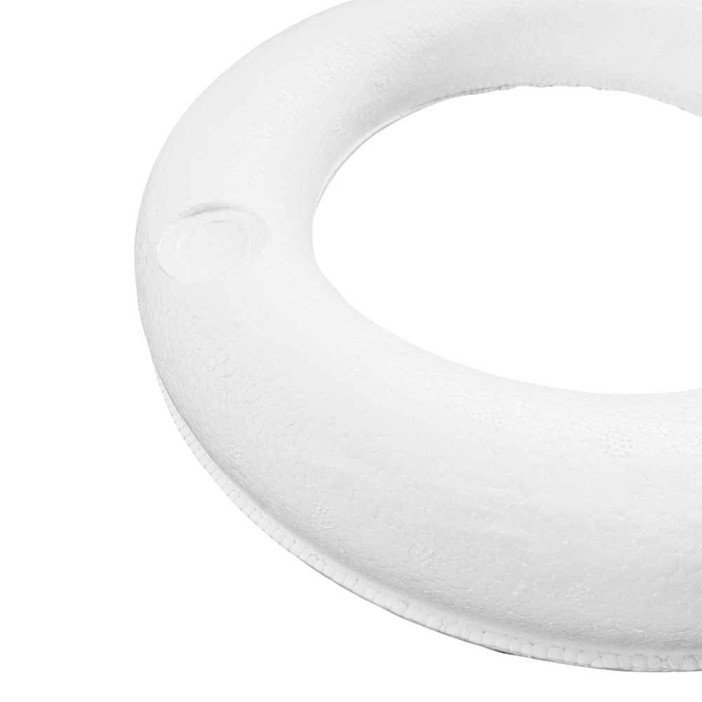 White circular polystyrene flat backed wreath ring