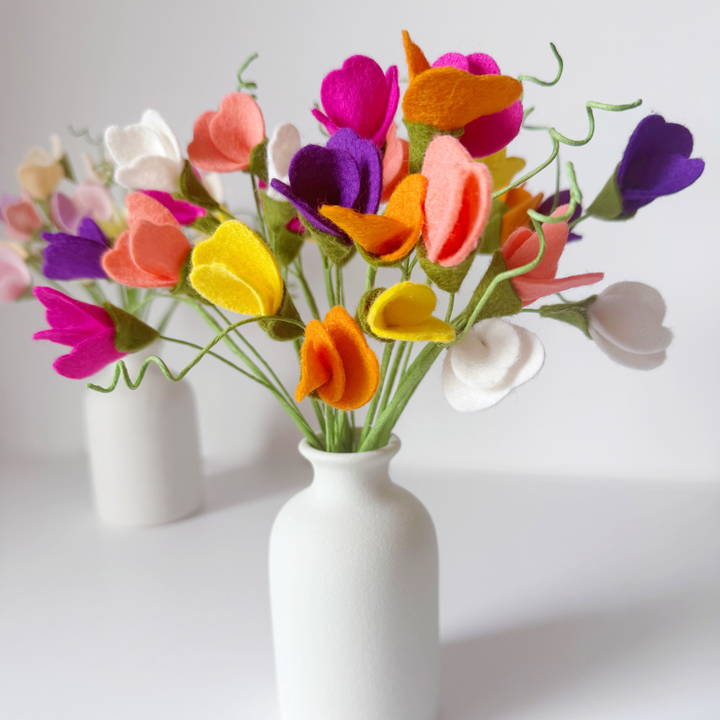 Felt flower sweet peas craft kit in bright colours
