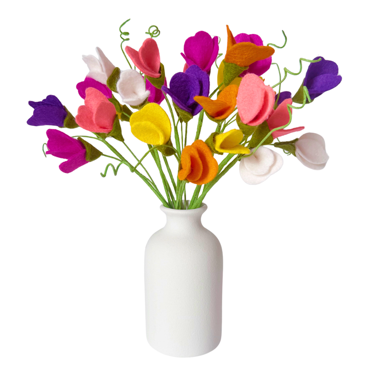 Felt flower sweet peas craft kit in bright colours