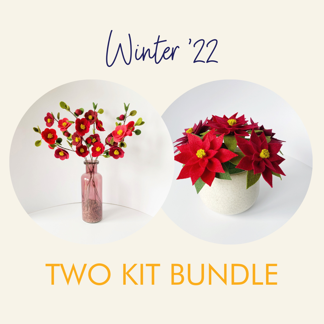 Winter Blossom Stems and Winter Poinsettias felt flower craft kit bundle from The Handmade Florist