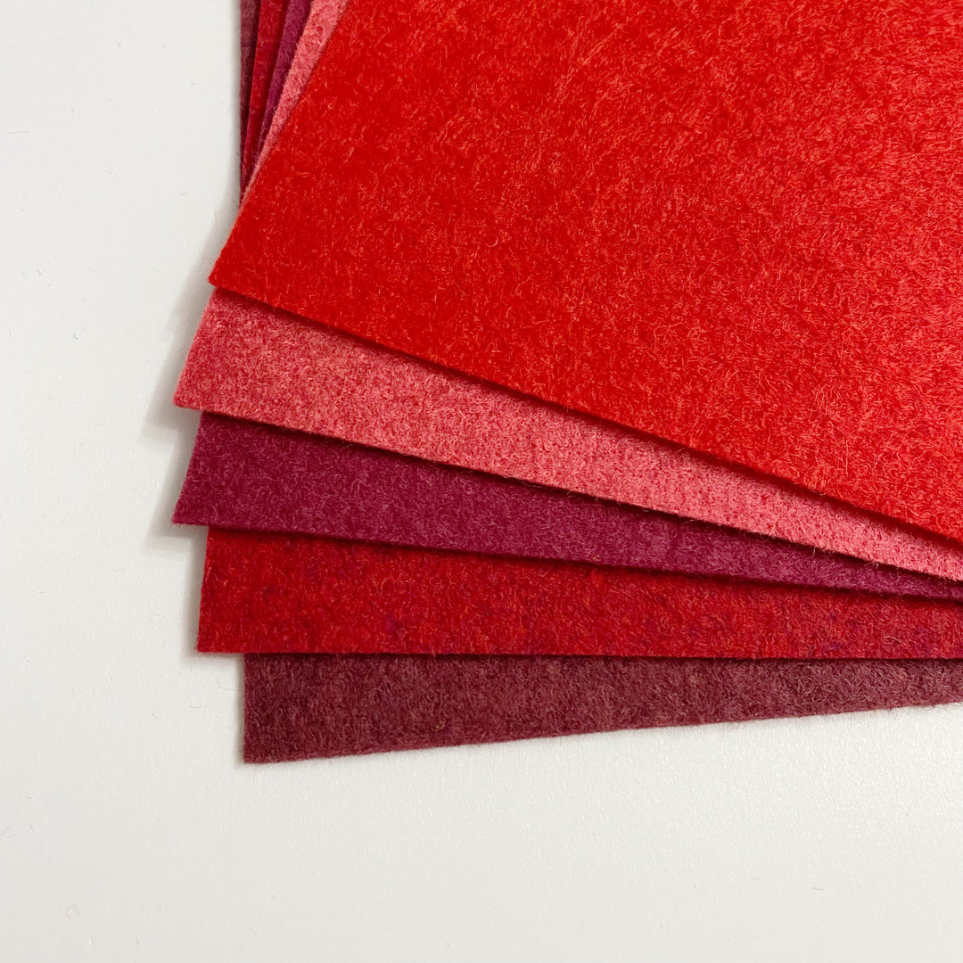 Wool-blend felt sheet pack: festive reds from The Handmade Florist